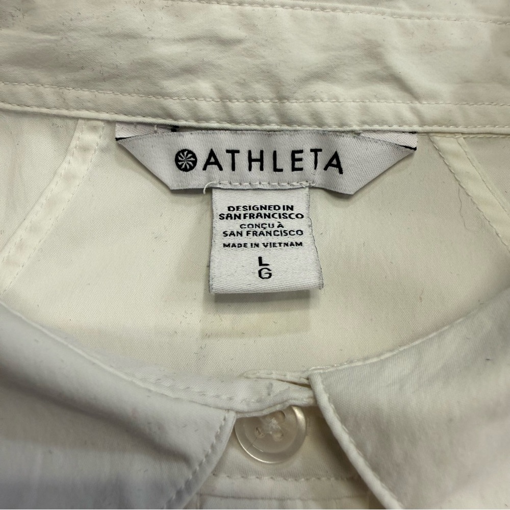 Athleta A-Frame Poplin Button Down UPF Shirt Women’s Large White - Picture 3 of 13